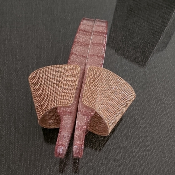 Madden Girl Jello Blush Bronze Glitter Stones Bling Jelly Slides Sandals 7 9 - Picture 8 of 16